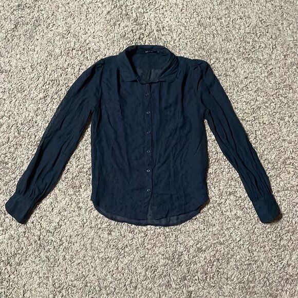 Ark & Co. Longsleeve Collared Blouse Heart Polka Dot - Picture 3 of 13